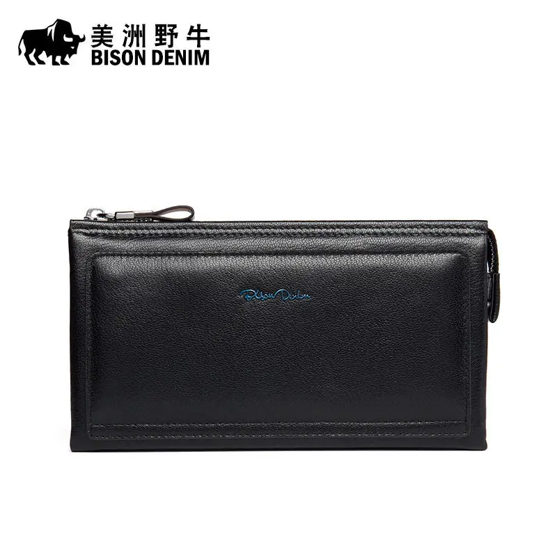 BISON DENIM Новая мужская деловая Большая вместительная сумка клатч из натуральной