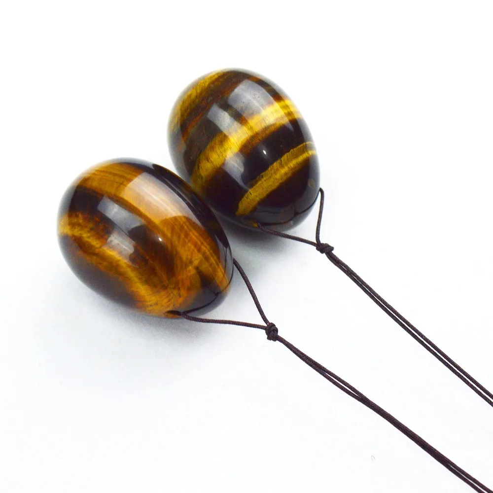 2 Pcs 50*35mm tiger eye egg for kegel exercise Reiki Healing chakra massage pelvic muscles vaginal exercise yoni ben wa ball 2 Pcs 50*35mm tiger eye egg for kegel exercise Reiki Healing chakra massage pelvic muscles vaginal exercise yoni ben wa ball