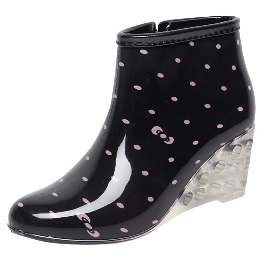 Женские резиновые сапоги в европейском стиле; короткие непромокаемые сапоги на танкетке; нескользящая водонепроницаемая обувь; Прямая поставка; 30 - Цвет: Pink
