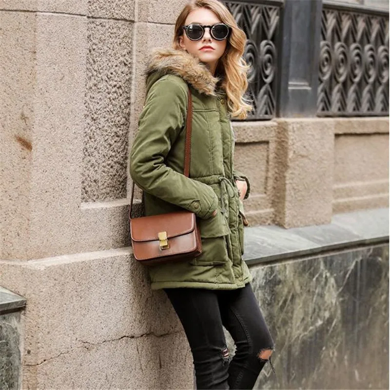 

New Winter Jacket Women Wadded Jacket Female Outerwear Slim Winter Hooded Coat Long Cotton Padded Fur Collar Parkas Plus Size