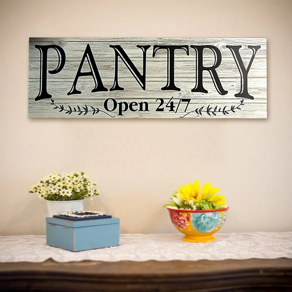 

Wood Pantry Open 24/7 Sign Rustic Wall Decor for Home Kitchen Dining Room Restaurant Vintage Style
