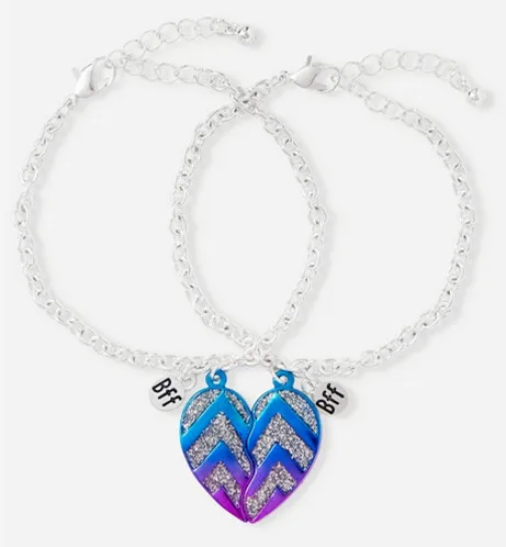 Glitter Chevron Bff Heart Bracelets Fashion Best Friend Friendship Glitter Chevron Bff Heart Bracelets Fashion Best Friend Friendship Bracelet For S Set Of 2 In Chain Link From Jewelry