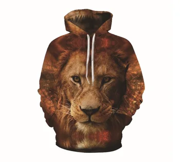 

Lion clothes fitted coat Autumn/winter new digital printing loose long-sleeve lovers hoodie dw-35 custom Polyester pullver