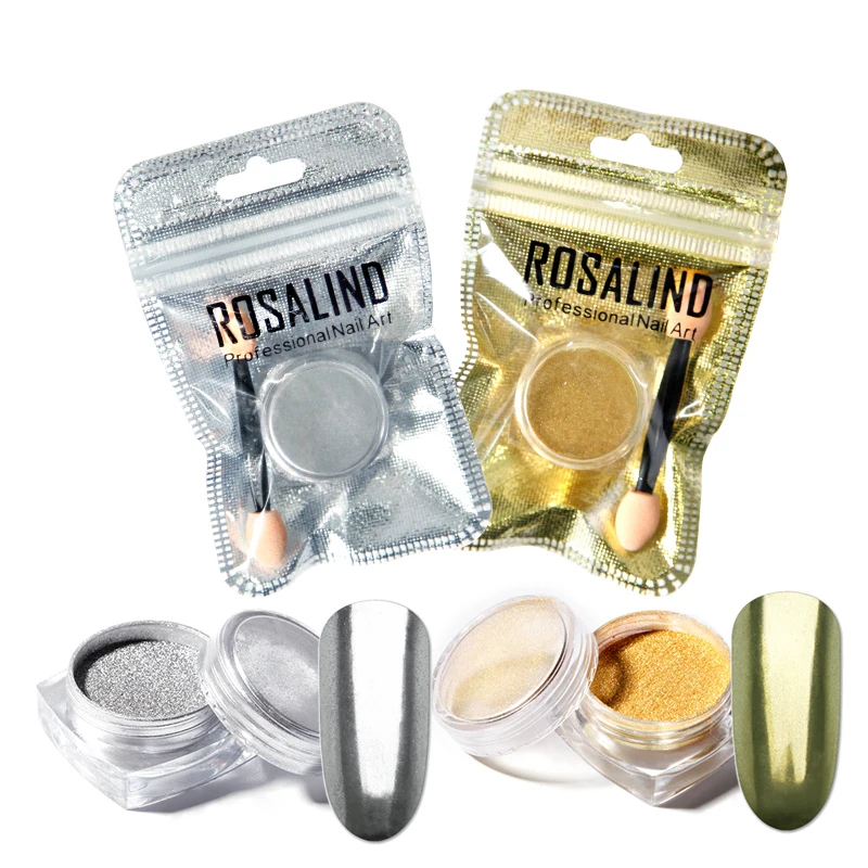 

ROSALIND Nail Art Mirror Glitter Flakes Sequins UV Gel Polish Decorations Chrome Pigment Manicure Holographic Nail Powder