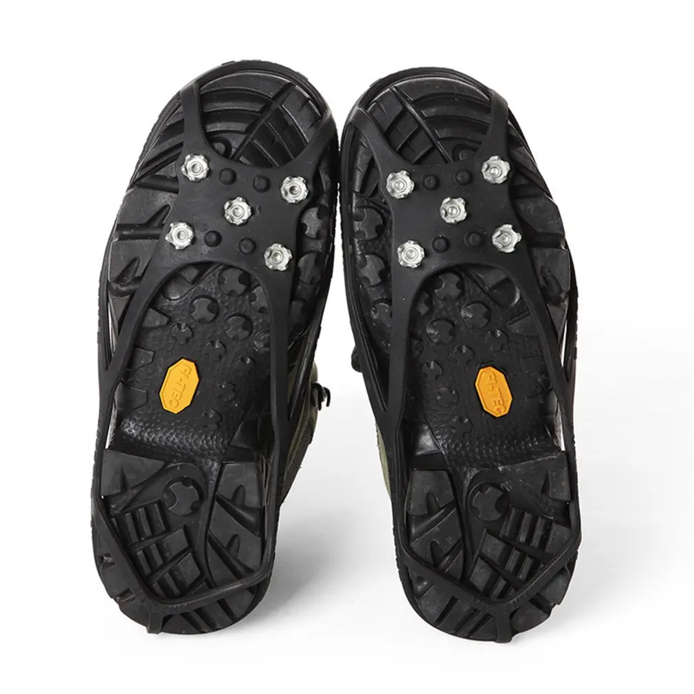 Зимняя Уличная обувь с круглым носком, прогулки походы, противоскользящие 5 заклепок, накладка на подошву для альпинизма, скобы, захват для обуви