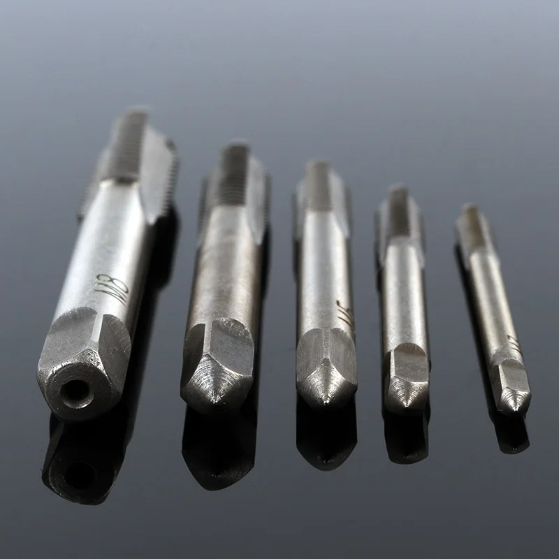 5pcs/set Straight Groove Tap Bearing Steel Mini Straight Flute Hand Taps Drilling Machine Accessories Round Shank Perforator