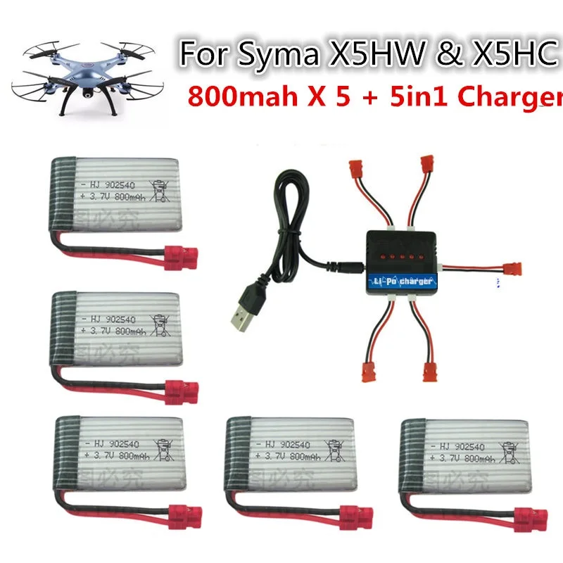 3 7V 800mAh LiPo Battery for SYMA X5hw x5hc RC font b Drone b font Quadcopter
