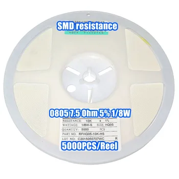 

1 Reel 0805 7.5R 7.5 Ohm 5% 1/8W SMD Resistance 5000PCS/Reel