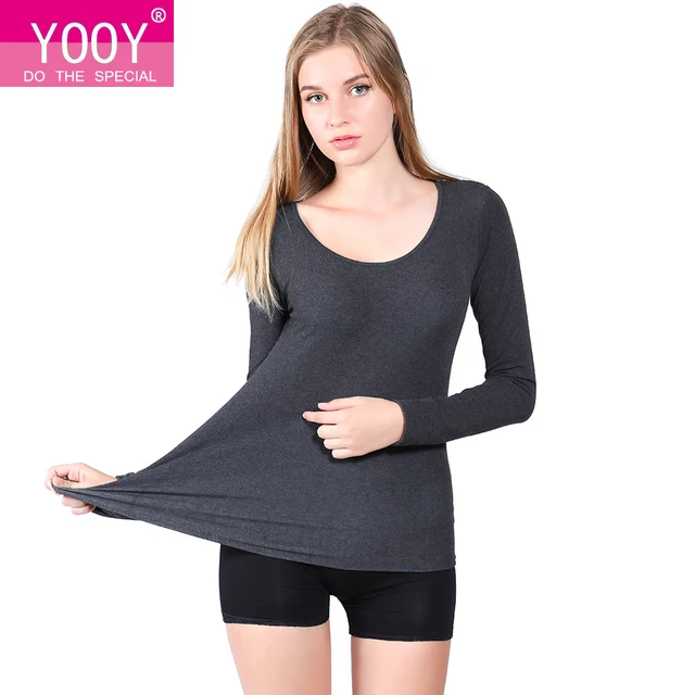 YOOY 2018 New Women's Bamboo Fiber Thermal Underwear Tops Winter Girls