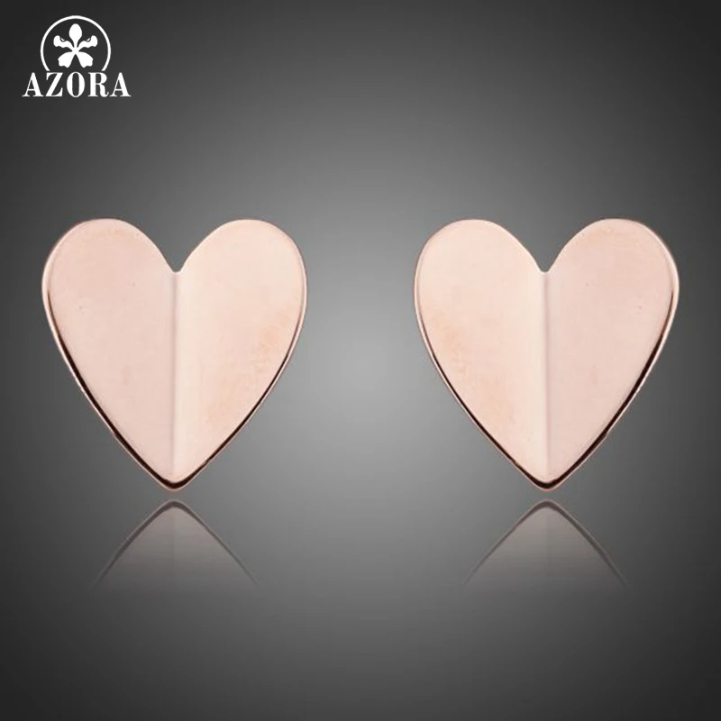 Азора классического золотого цвета сердце серьги гвоздики TE0082