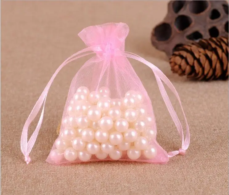 100pcs/lot 11x16 13x18 15x20 17x23cm Jewelry Bag Drawstring Organza Bags Wedding Party Christmas Gift Packaging Pouch Bags Strawberry Ring Box Jewelry Packaging & Displays