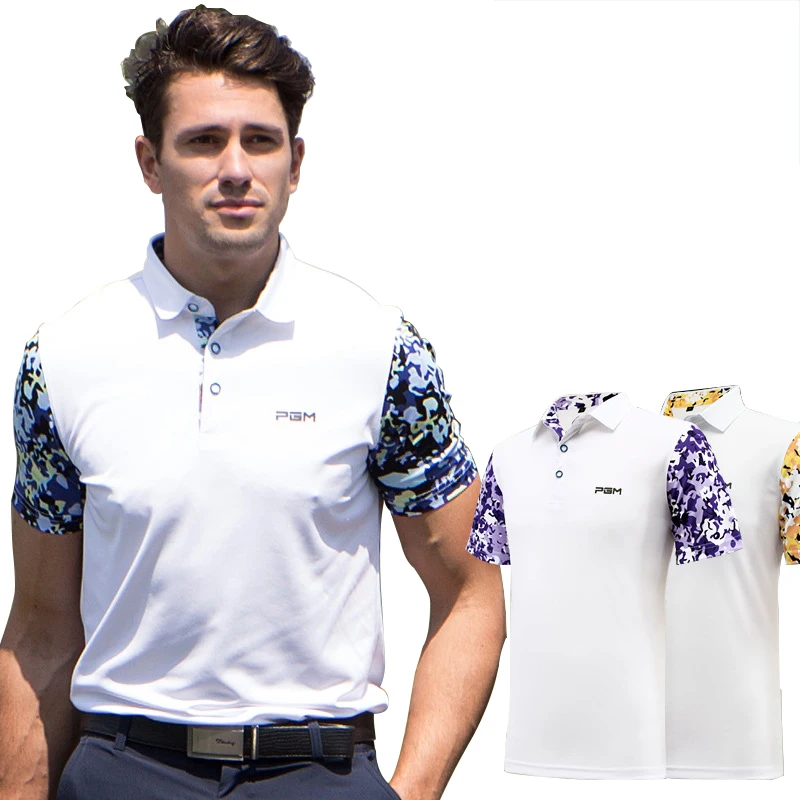 

PGM Golf T-shirt Men Summer Printing Polyester Breathable Anti Sweat Man's Golf Sport Polo T-shirt Clothes Free Shipping