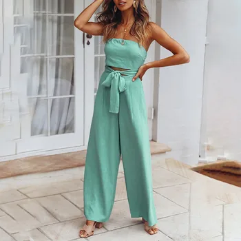 

jumpsuit bodysuitFashion Sexy Women Solid Bow Sleeveless Off Shoulder Bandage Long Jumpsuit боди для женщин Purchasing 2019