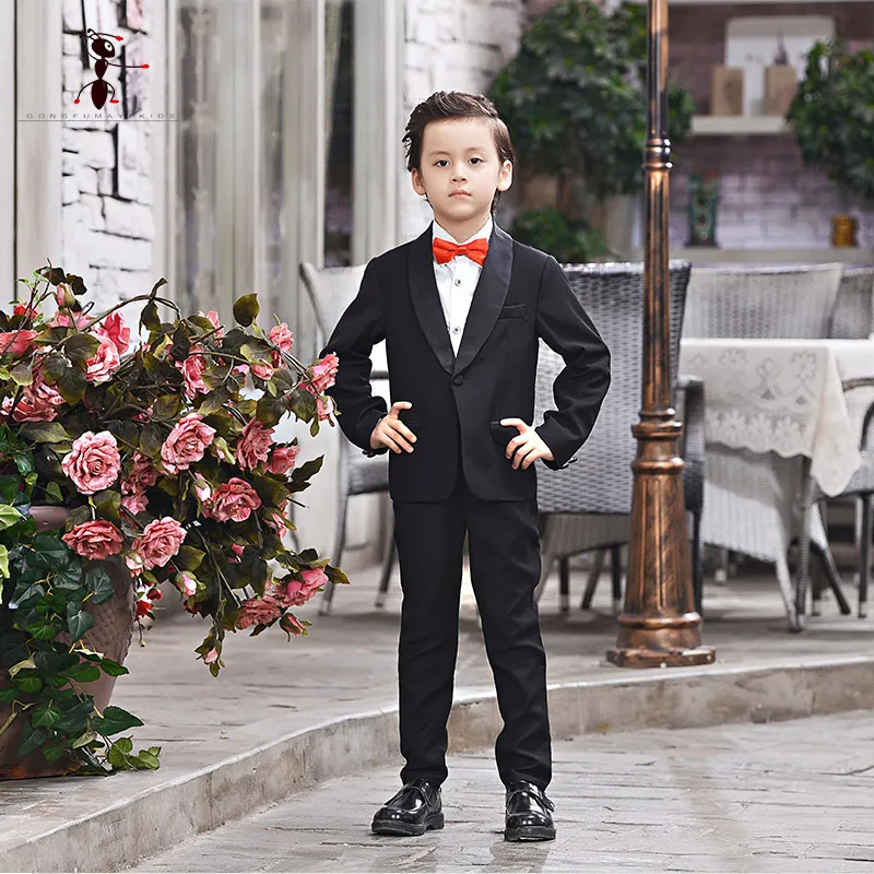 

Kung Fu Ant 2017 New Arrival Blazer Wedding Suits Solid Children Single Button Boys Suits Business with Tie 105