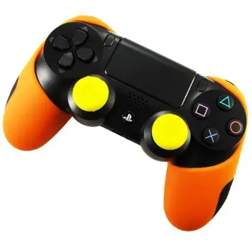 IVYUEEN, 12 цветов, для Playstation Dualshock 4, PS4 PRO, тонкий контроллер, силиконовый, толстый, половинный чехол+ 2 ручки для большого пальца - Цвет: Оранжевый