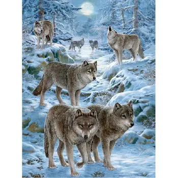 

5D Diy Diamond Painting Cross Stitch snow wolfs stickers Mosaic Kits Home Decor Square Drill Full Diamond Embroidery Needlework