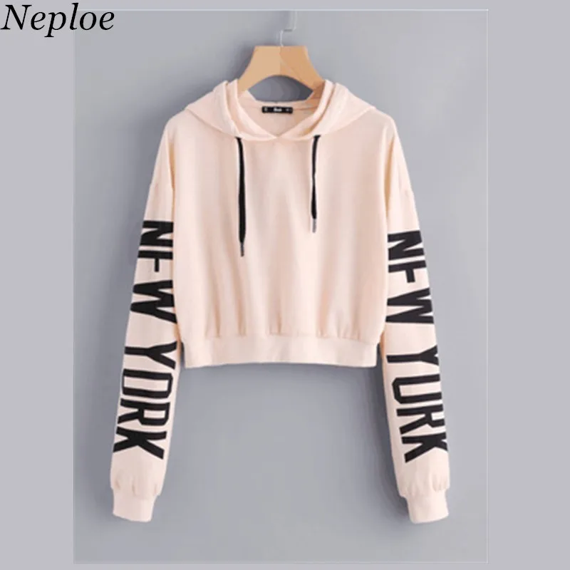 Neploe 2019 Новый осень-зима буквы пуловеры с длинным рукавом капюшоном Для женщин