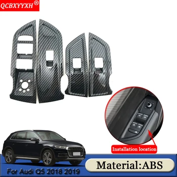 

QCBXYYXH ABS Interior Door Window Lift Switch Panel Cover For Audi Q5 2018 2019 Car Styling Frame Cover Internal Auto Stickers