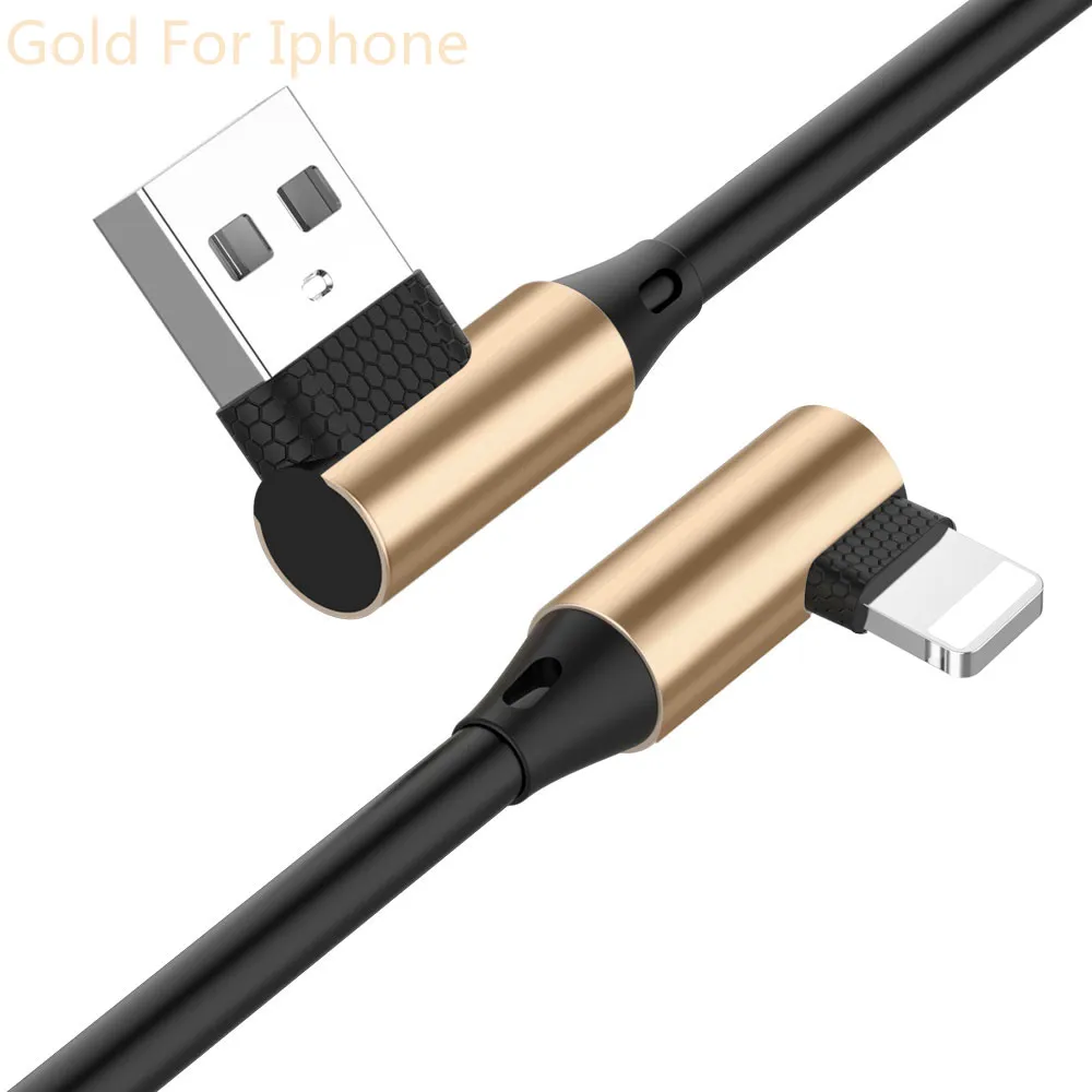 Micro USB 8 Pin type C 90 градусов быстрая зарядка usb c кабель L type-c 3,1 шнур для передачи данных зарядное устройство usb-c для Iphone samsung S8 S9 Note 8 - Цвет: Gold for iPhone