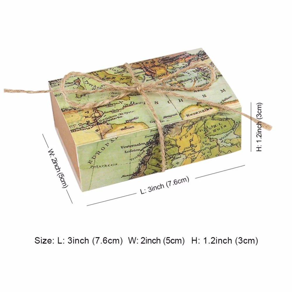 100 шт. свадебной и свадебные подарки коробка конфет для гостей мира Географические карты kraft Бумага мешок подарков событие для вечеринок Лидер продаж