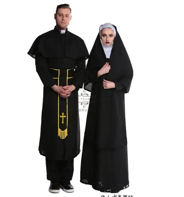 Духовенство халаты пастор одежда монашки костюм на Хэллоуин
