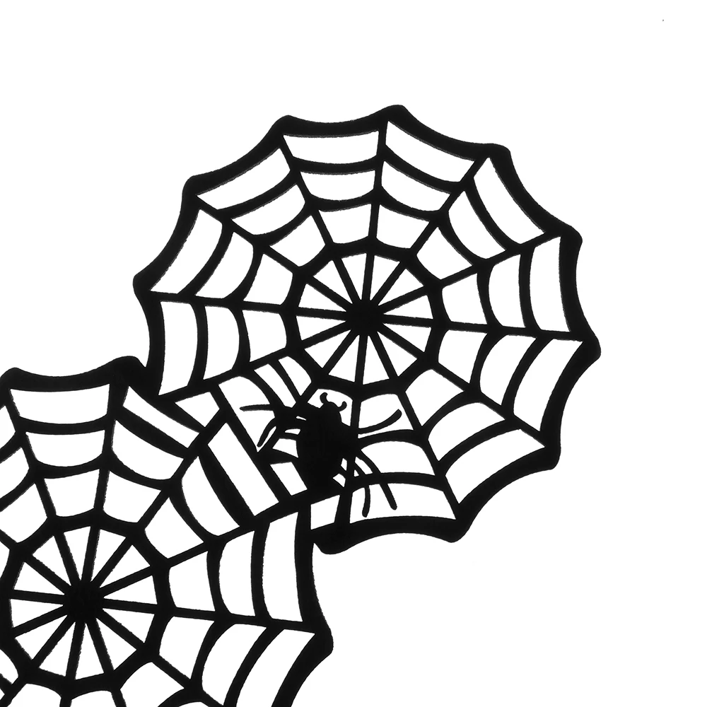 1PC Halloween Spider Web Tablecloth Party Table Decoration Black Cup Mat Halloween Ornament Home & Kitchen