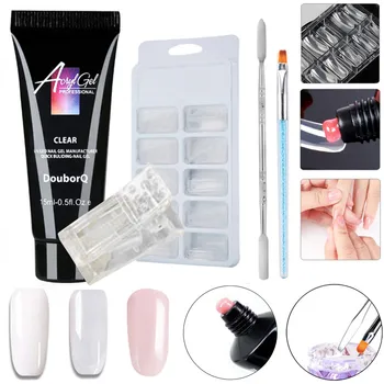 

Brand New DIY Poly Gel 15ML Lasting 100PCS False Nails Double-end Nail Pusher Dead Skin Brush Set High Quality