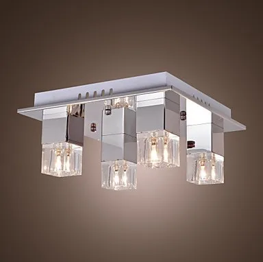 

Artistic Stainless Steel LED Modern Crystal Ceiling Lamp With 4 Lights For Living Room Bedroom Lighting Lamparas
