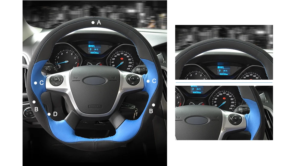 MEWANT черный кожаный черный замшевый Автомобильный руль Крышка для Ford Focus 3-2012 KUGA Escape 2013- C-MAX 2011