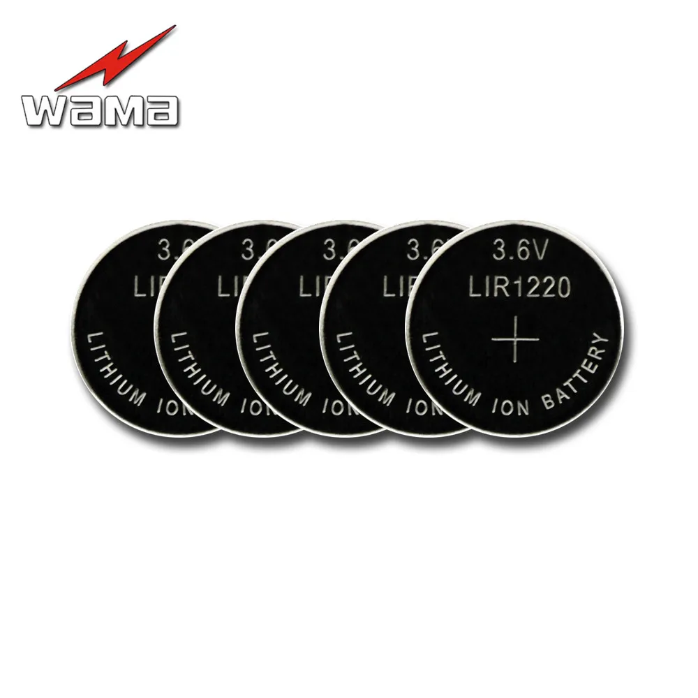 

5pcs/Lot Wama LIR1220 3.6V Genuine Rechargeable Coin Cell New Lithium-ion Button Battery Factory Price Replace CR1220