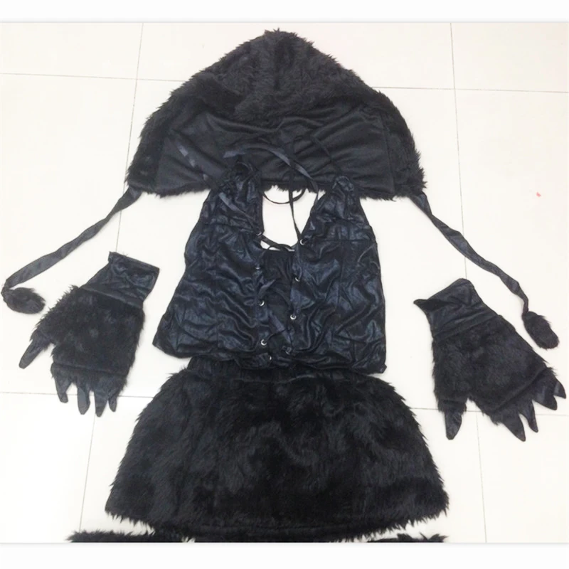 2018 последние Black velvet животных Костюм Footed взрослый Furry с хвостом Сексуальная