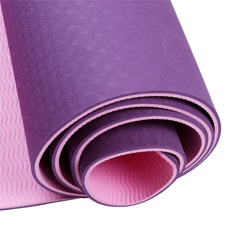 Double Colors TPE Yoga Mat Exercise Pad 6mm Thick Non Slip Gym Fitness