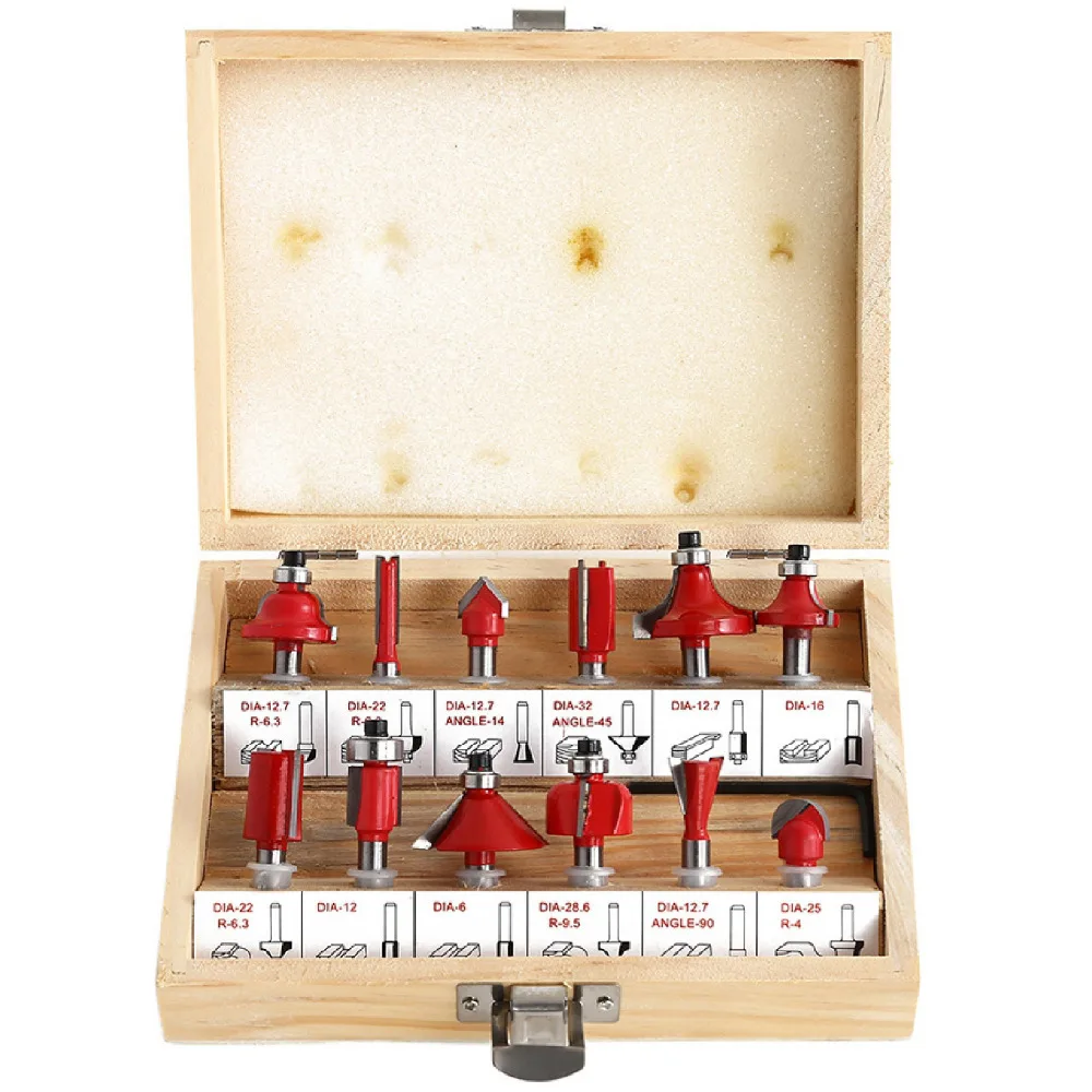 12pcs Milling Cutter Router Bit Set 1/2 & 1/4 Wood Cutter Carbide Shank