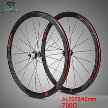 

Road Bicycles Ultralight aluminum alloy AL7050 700C Rims 40mm depth clincher 4 bearing wheelset flat spokes