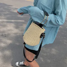2019 קש שקיות נשים קיץ קש תיק בעבודת יד ארוג חוף צלב גוף תיק מעגל בוהמיה תיק באלי תיבת Dropshipping # WS(China)
