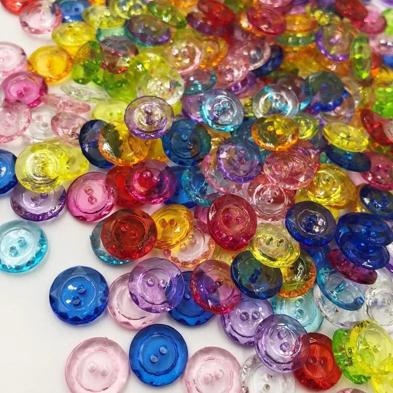 

100PCS New Style 2 Hole Transparent Mix Color 15MM Plastic Buttons Apparel Sewing Accessories DIY Scrapbooking PT167