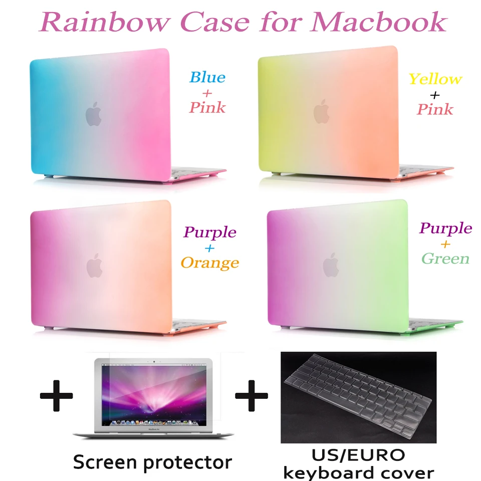 Fashion Laptop cover Matte Rainbow Hard Protector Case For MacBook Air