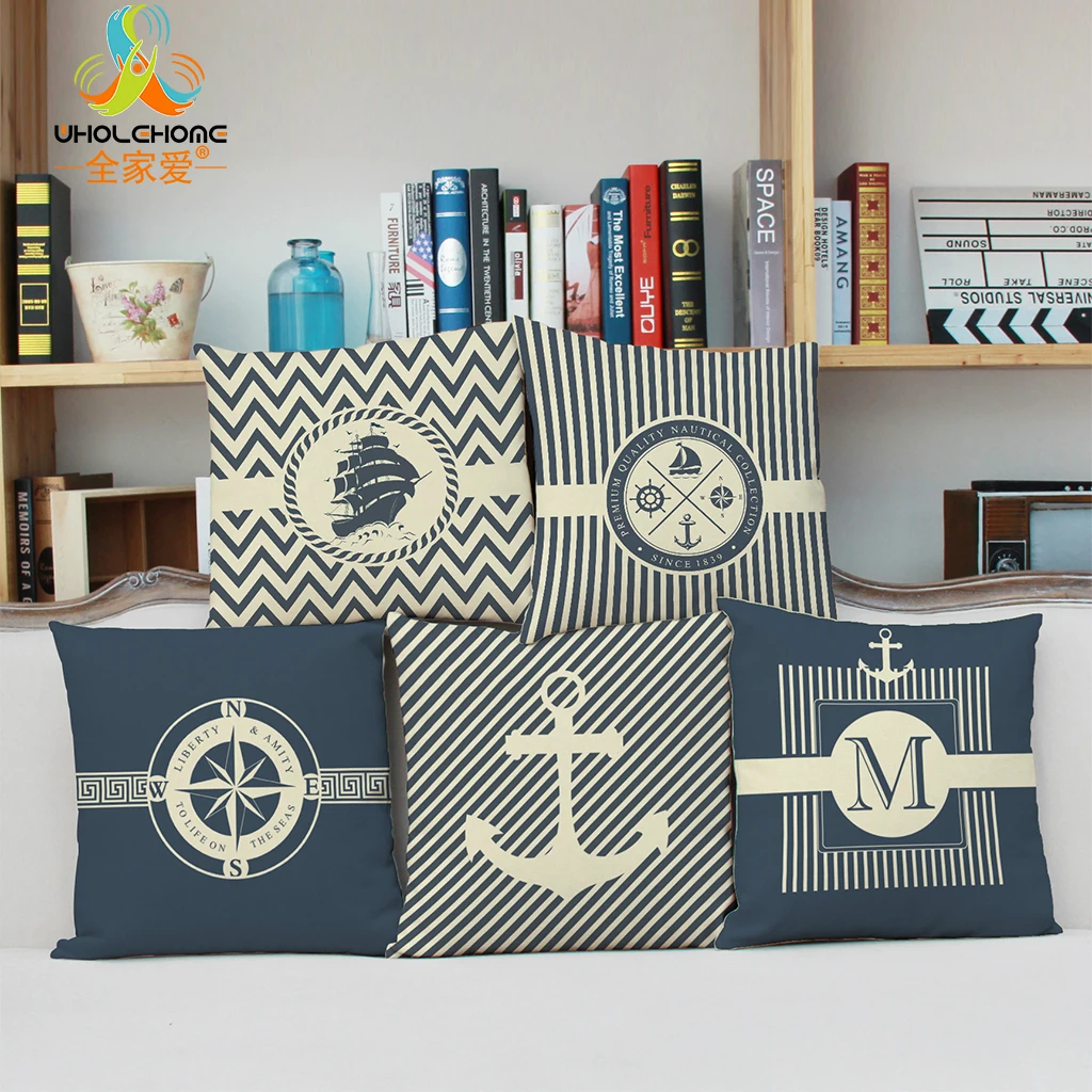 marine culture throw pillowcase anchor cushion cover