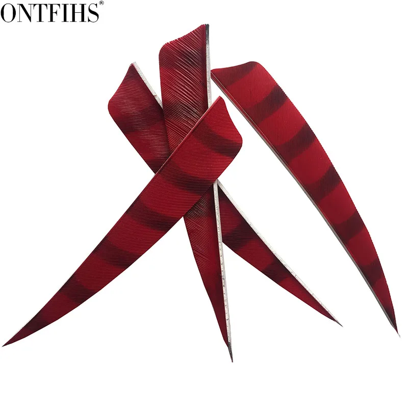 

ONTFIHS RW - 100pcs 4" Shield Cut Red Striped Double Side Arrrow Feather Fletching Archery Arrow Accessories Fletches Feathers