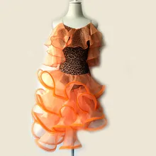 Стиль Костюмы для латинских танцев сексуальное леопардовое Марлевое Платье для латинских танцев для женщин конкурс латиноамериканских танцев платья S-4XL