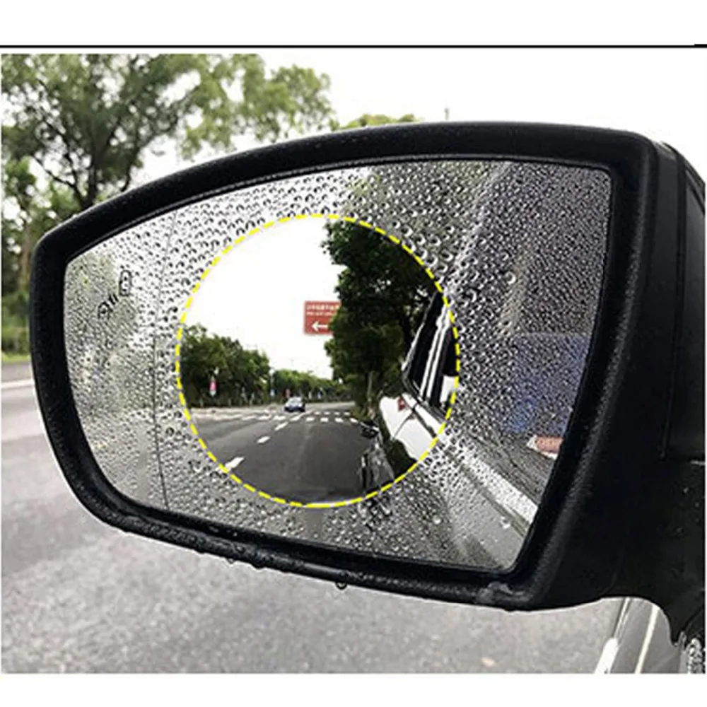 

CIRCULAR 2PCS Car Sticker Anti Fog Waterproof Car Rearview Mirror Protective Transparent Film Clear sight Safe Driving Stickers