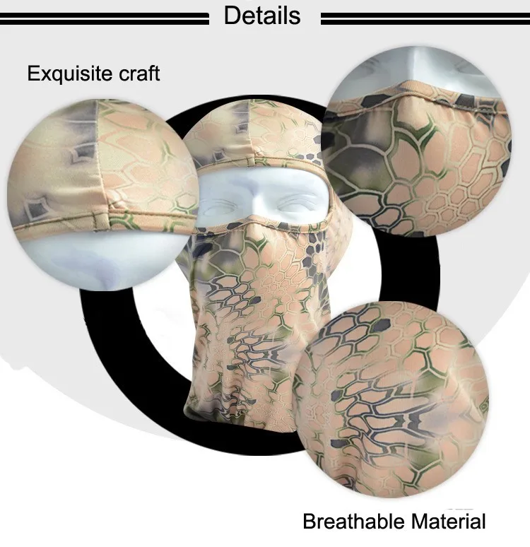 Камуфляж лайкра Балаклава/тактический бой змея головные уборы/лето легкий капюшон/быстросохнущие Балаклава