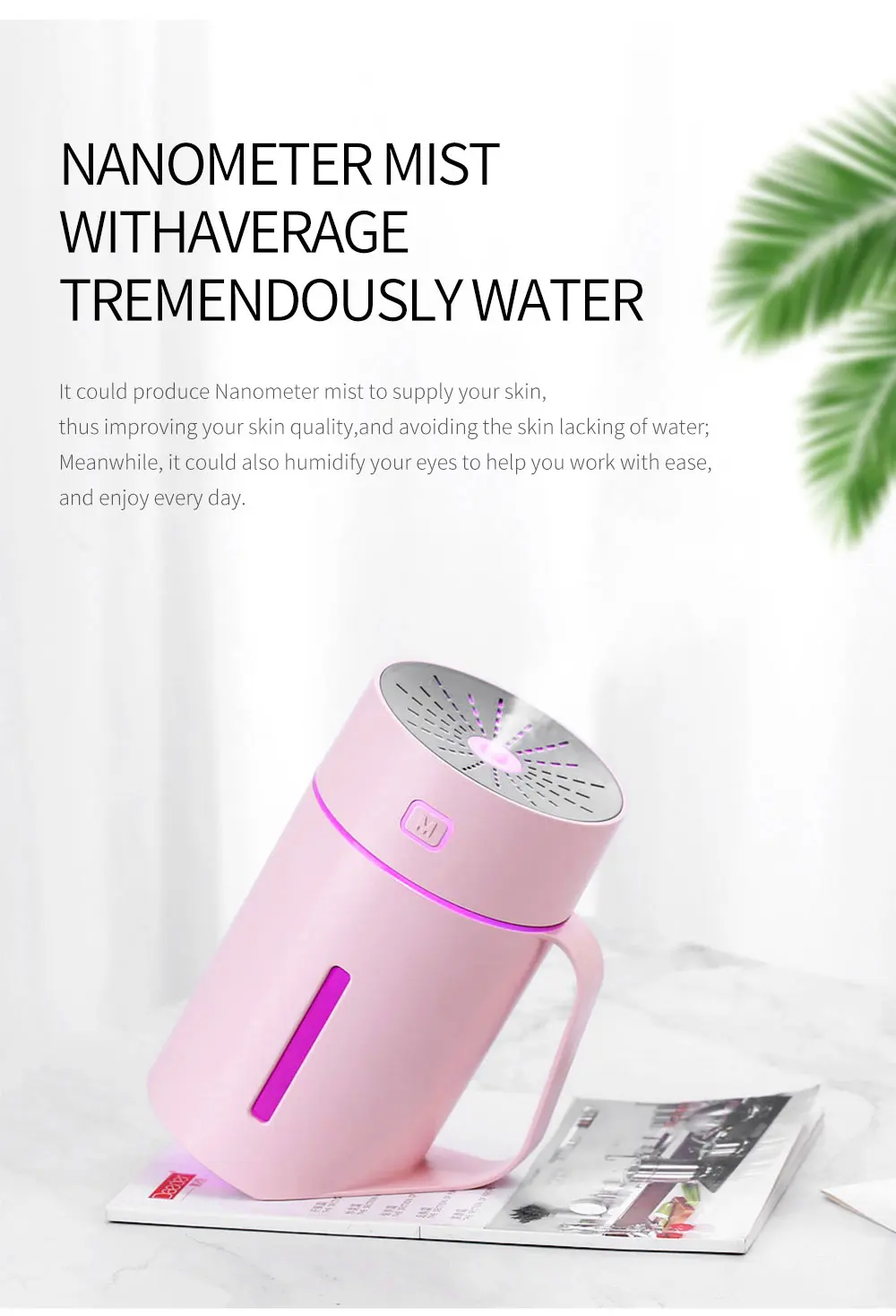 420ML USB Humidifier Portable Mini Cup Shape Humidificador Aroma Oil Diffuser with Seven Color Night Lamp for Home Office Car (15)