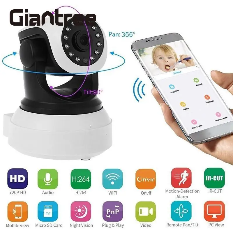 

giantree HD IP Camera 720P Wireless Camera Wifi Security Camera Night Vision Webcam CCTV Monitoring Night Video Baby Monitor