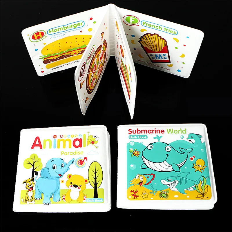

Baby toys Waterproof Baby Water Bath Books quite learning book with BB Device music Educational Toys for children