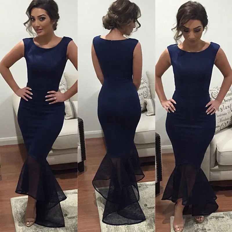 

Sexy USA Women Formal Wedding Bridesmaid Party Prom Trumpet Maxi Dress
