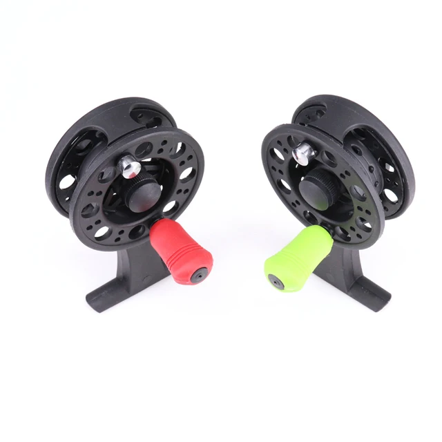 Cheap DEUKIO AB70 Fly Fishing Reels High Foot Ice Fly Front Wheel Fishing Tackle 3BB Green Red Reel Handle ABS Stainless Steel Pesca