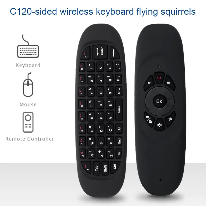 C120 Двусторонняя 2,4G 2 в 1 Беспроводная мини-мышь клавиатура 10 M голос Подсветка Touchpad клавиатуры для планшет с ТВ английские клавиатуры