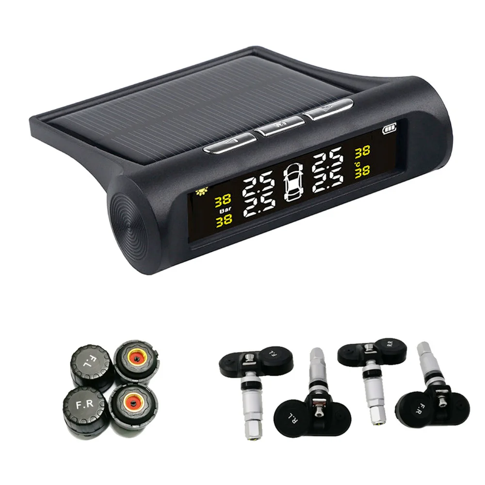 

Wireless Smart Car TPMS Tyre Pressure Monitoring System Solar Power Digital LCD Display Auto Security Alarm System Tyre Pressure