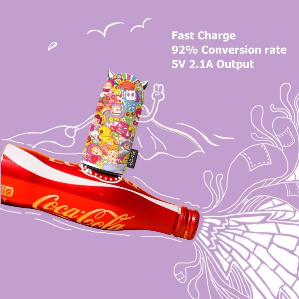 Emie xMonster portable Charger, 5200mAh Compact cute Power Bank USB Charger for iphone 6 7 8plus ipad for samsung with LED Ears